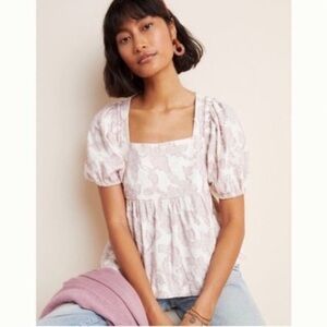 EUC - Anthropologie Maeve Batia Textured Babydoll Top - Size Large
